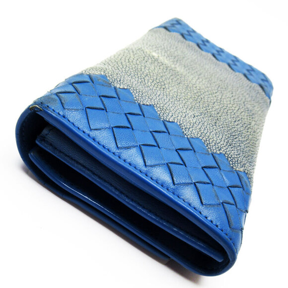 Bottega Veneta long wallet blue intrecciato leather - Picture 2 of 5